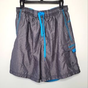 Speedo Swim Trunks Gray & Blue Men's Size L Excellent